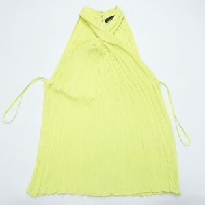 White House Black Market Tunic Top Women's 12 Yellow 100% Polyester Halter Neck